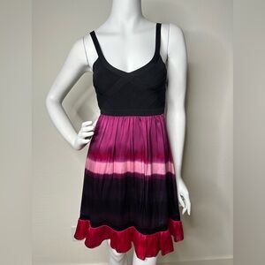 BEBE BLACK PURPLE SILK DRESS XS
